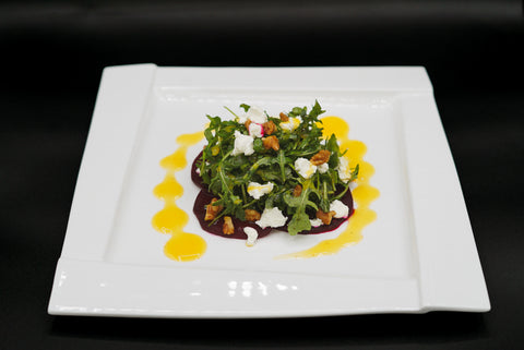 Beet Carpaccio with Goat Cheese and Walnuts