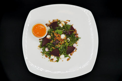 Beet Carpaccio with Goat Cheese and Walnuts