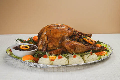 Classic Roast Turkey with Cranberry Sauce, Garlic Mashed Potatoes, and Stuffing