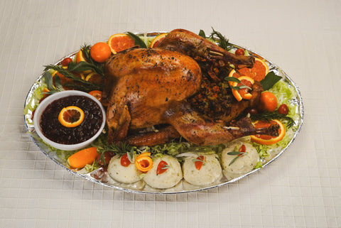 Classic Roast Turkey with Cranberry Sauce, Garlic Mashed Potatoes, and Stuffing