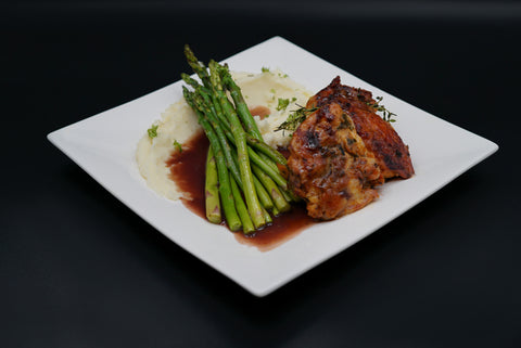 Herb-Crusted Roast Chicken with Red Wine Demi-Glaze