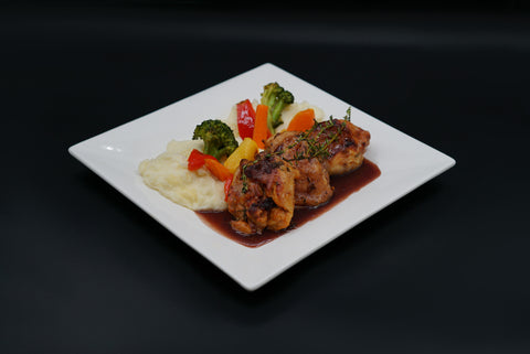 Herb-Crusted Roast Chicken with Red Wine Demi-Glaze