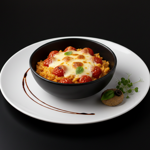 Baked Tomato & Mozzarella Orzo